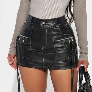 Fashion Nova Black Leather Mini Skirt